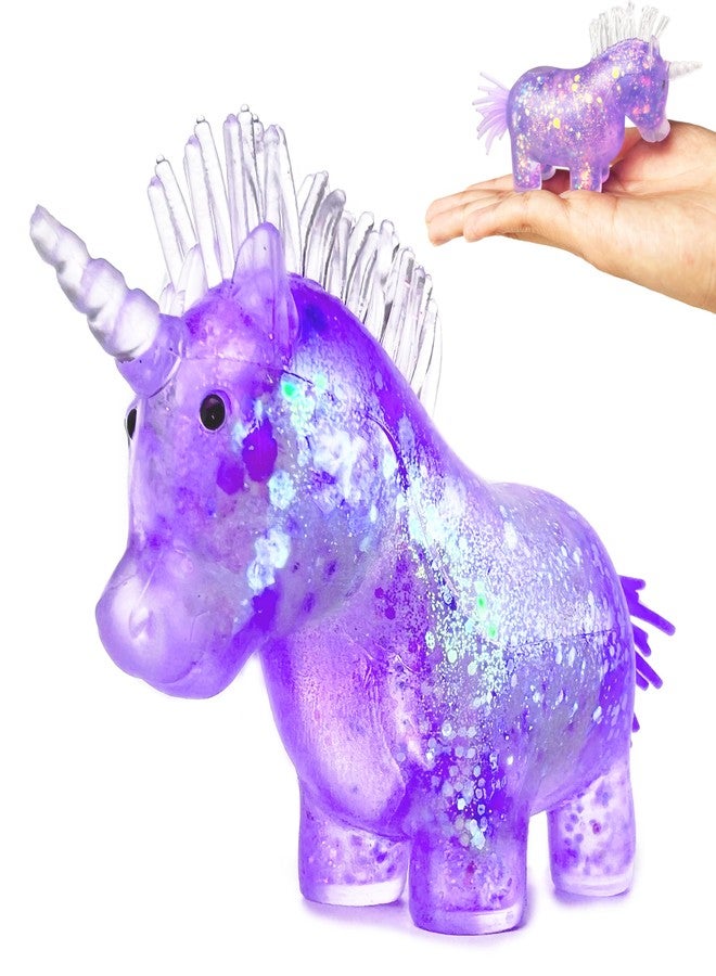 ZTATU Unicorn Glitter Squishy Ball, Stress Balls for Kids with Focus & Autism, Sensory Fidget Toys for Kids, Party Favors Stress Relief Toys for Office, School, Travel, Easter Basket Stuffers (Purple) - Image 1